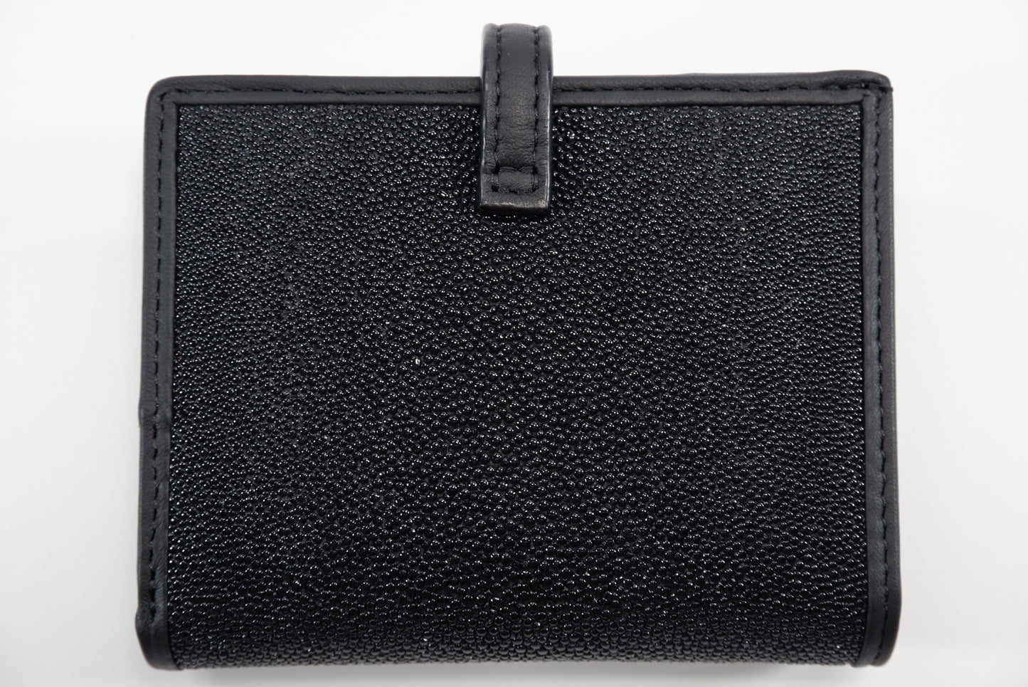 Genuine Stingray Skin Leather Golden Vertical Women's Bifold Wallet