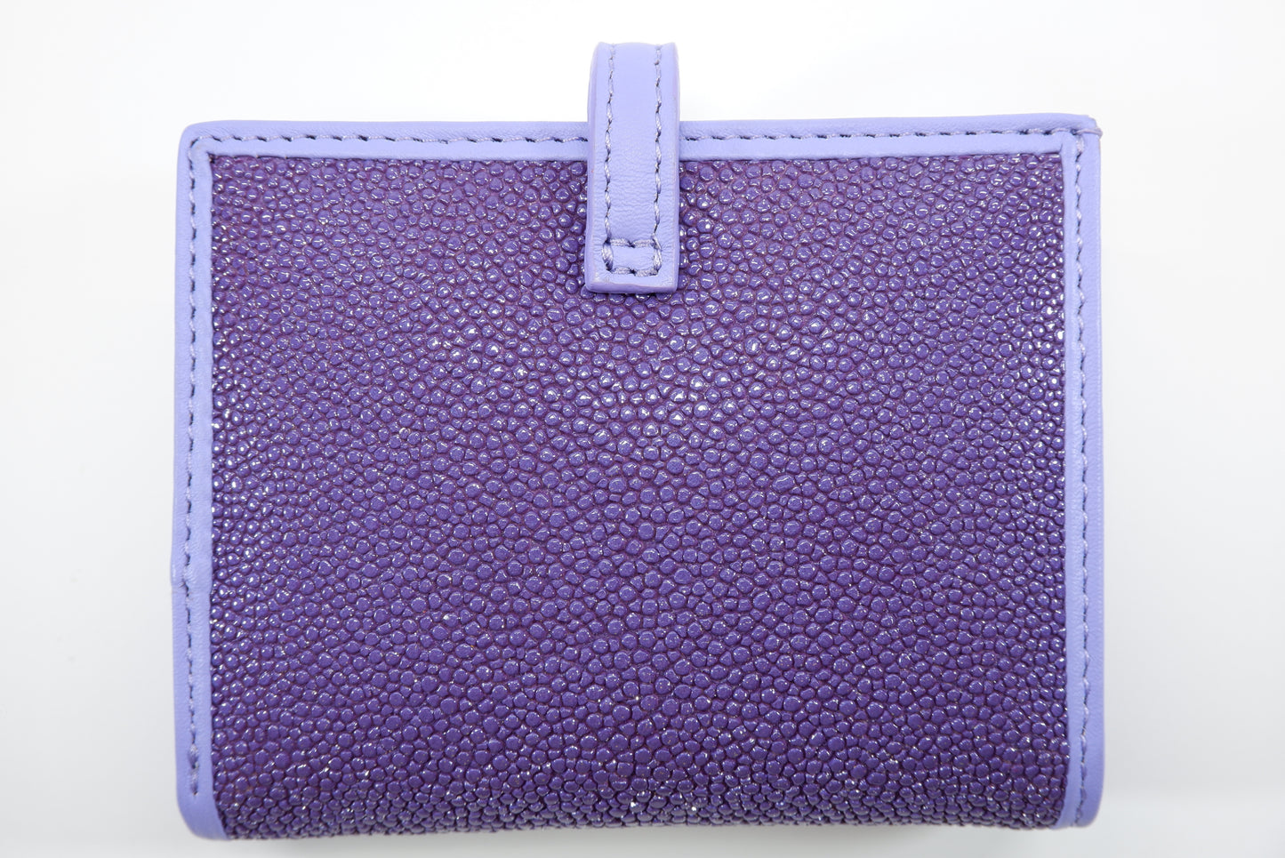 Genuine Stingray Skin Leather Golden Vertical Women's Bifold Wallet