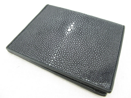 Genuine Polished Stingray Skin Leather Vertical Bifold Wallet
