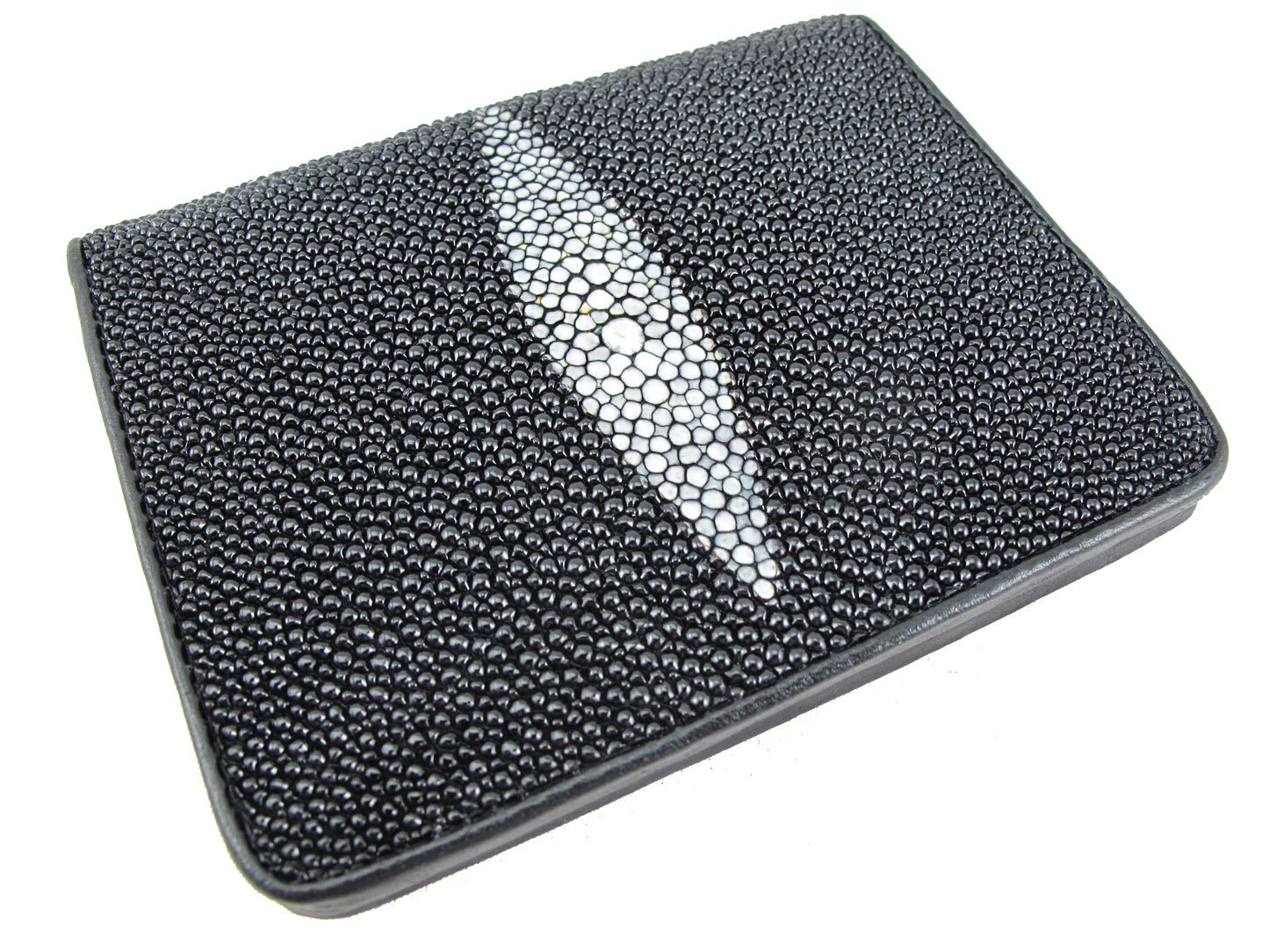 Genuine Stingray Skin Leather Vertical Bifold Wallet