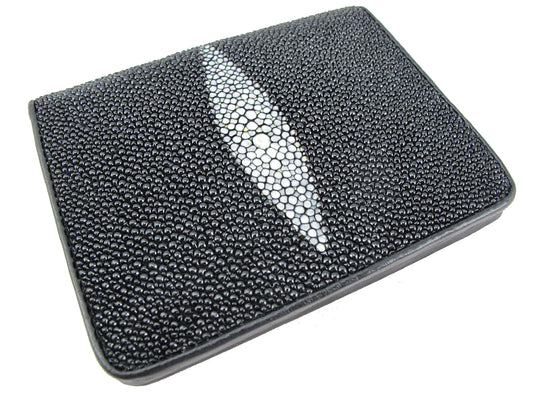 Genuine Stingray Skin Leather Vertical Bifold Wallet