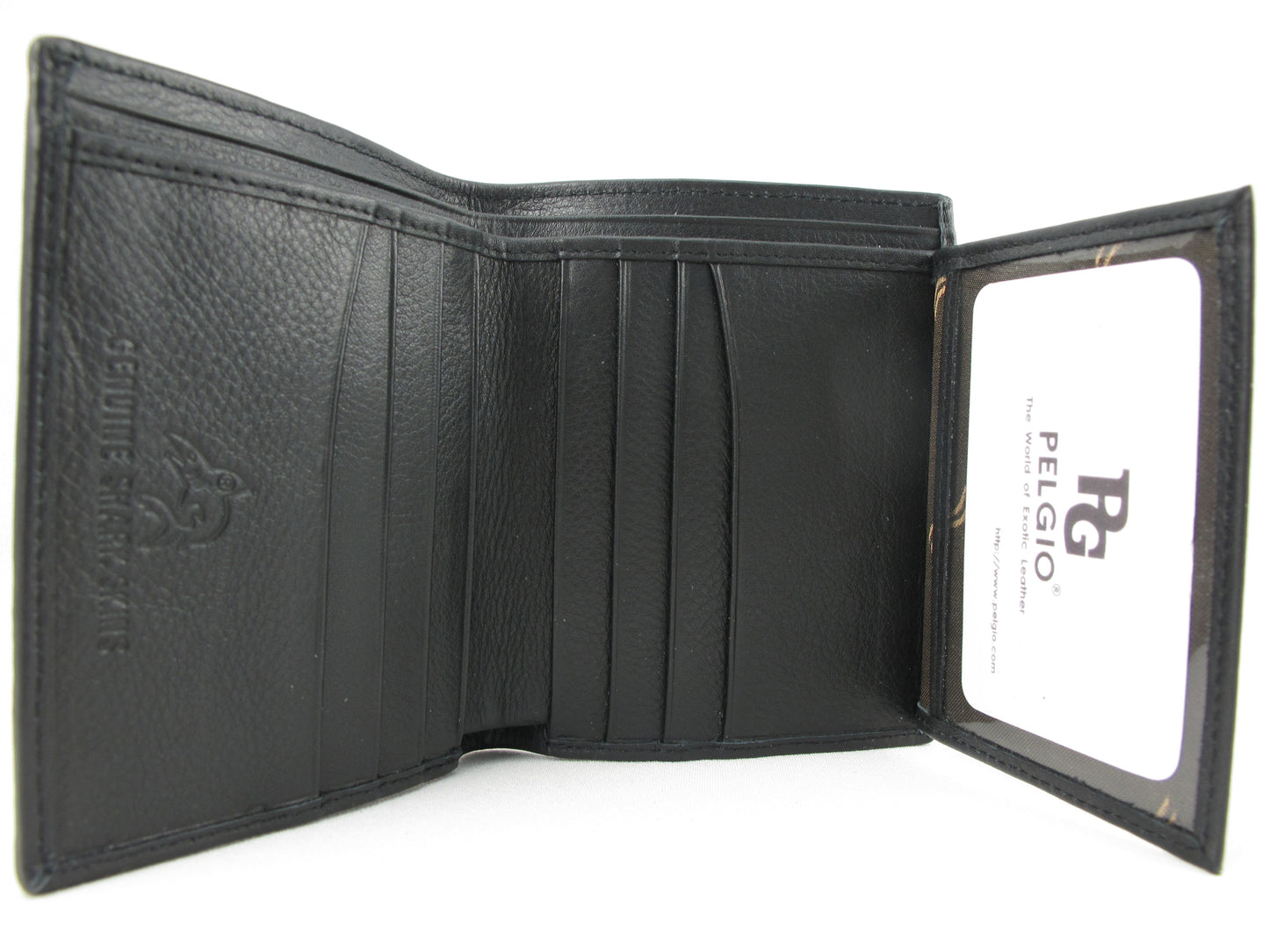Genuine Stingray Skin Leather Vertical Bifold Wallet