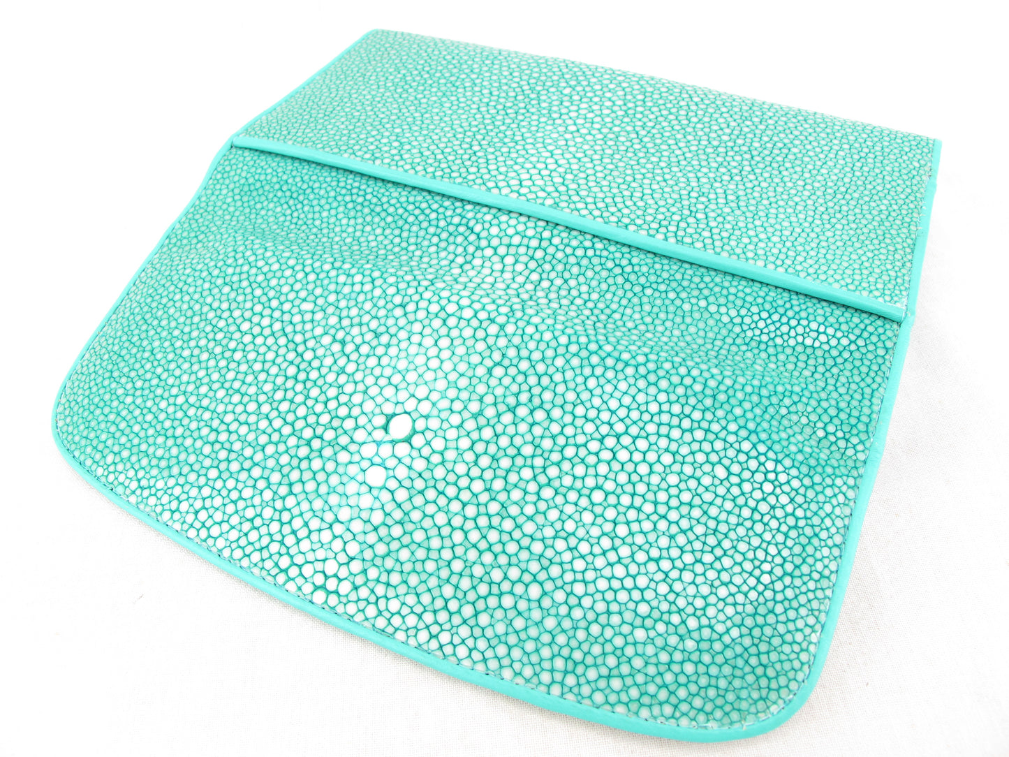 Genuine Polished Stingray Skin Leather Women's Trifold Clutch Wallet Purse