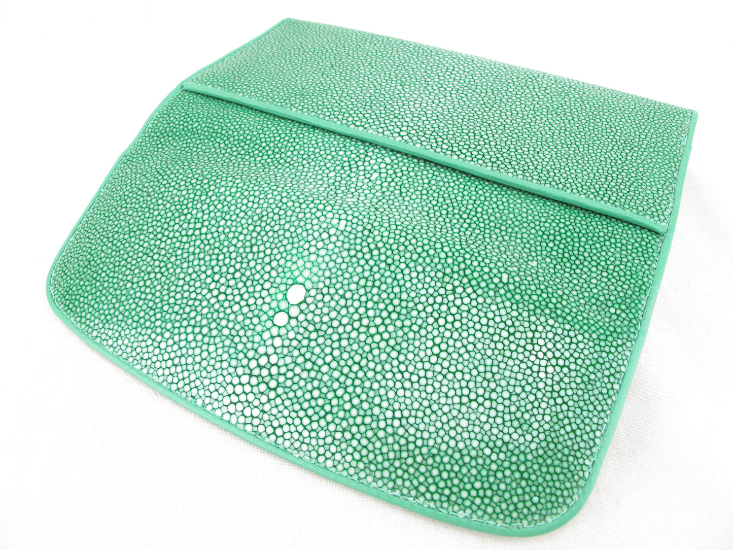 Genuine Polished Stingray Skin Leather Women's Trifold Clutch Wallet Purse