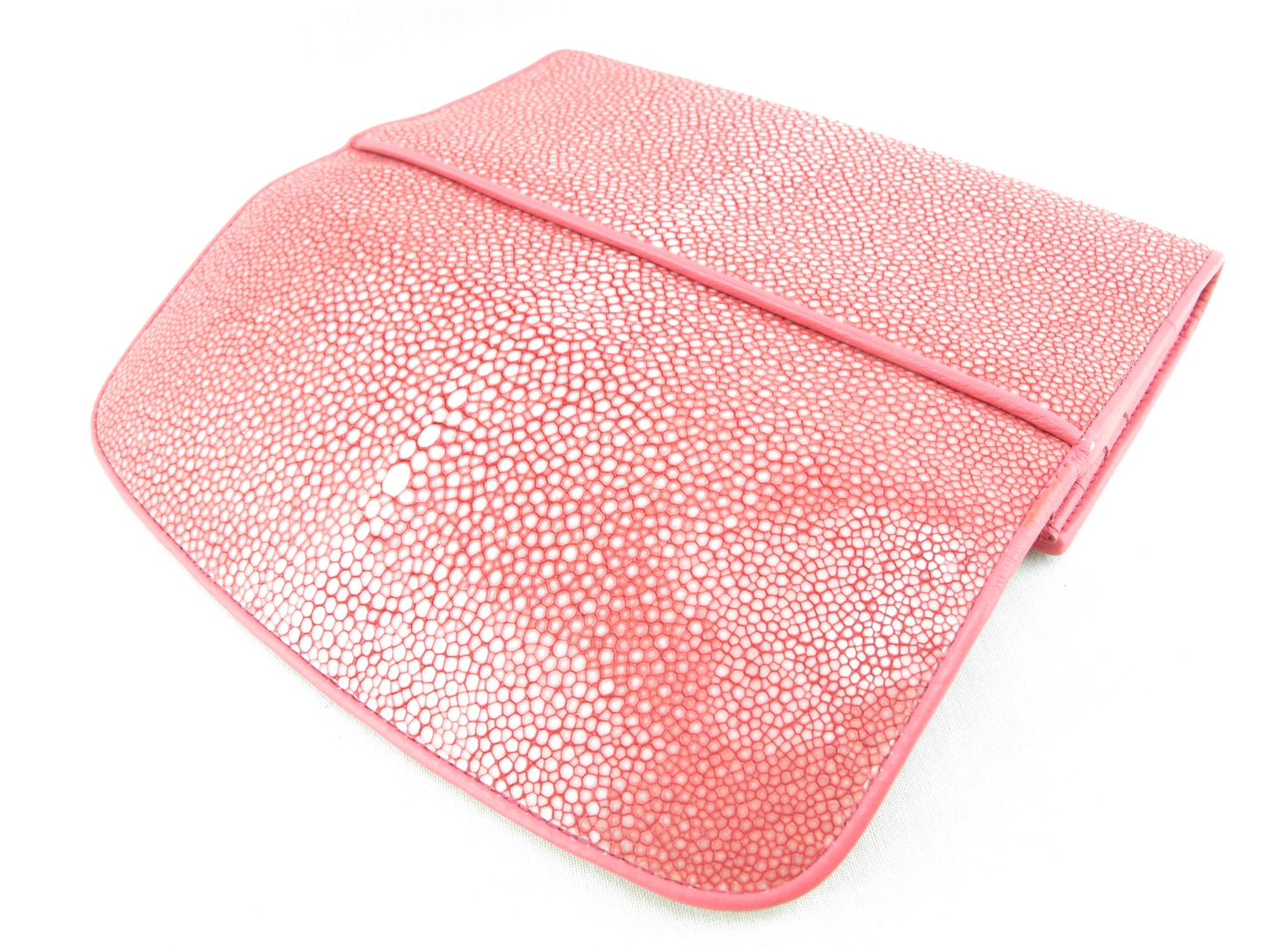 Genuine Polished Stingray Skin Leather Women's Trifold Clutch Wallet Purse