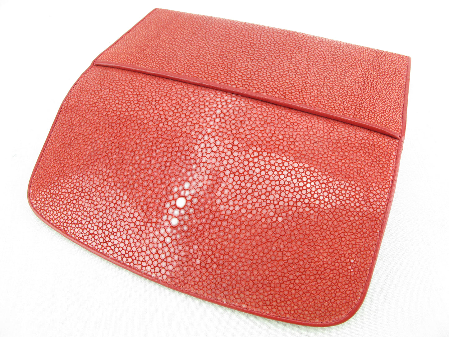 Genuine Polished Stingray Skin Leather Women's Trifold Clutch Wallet Purse