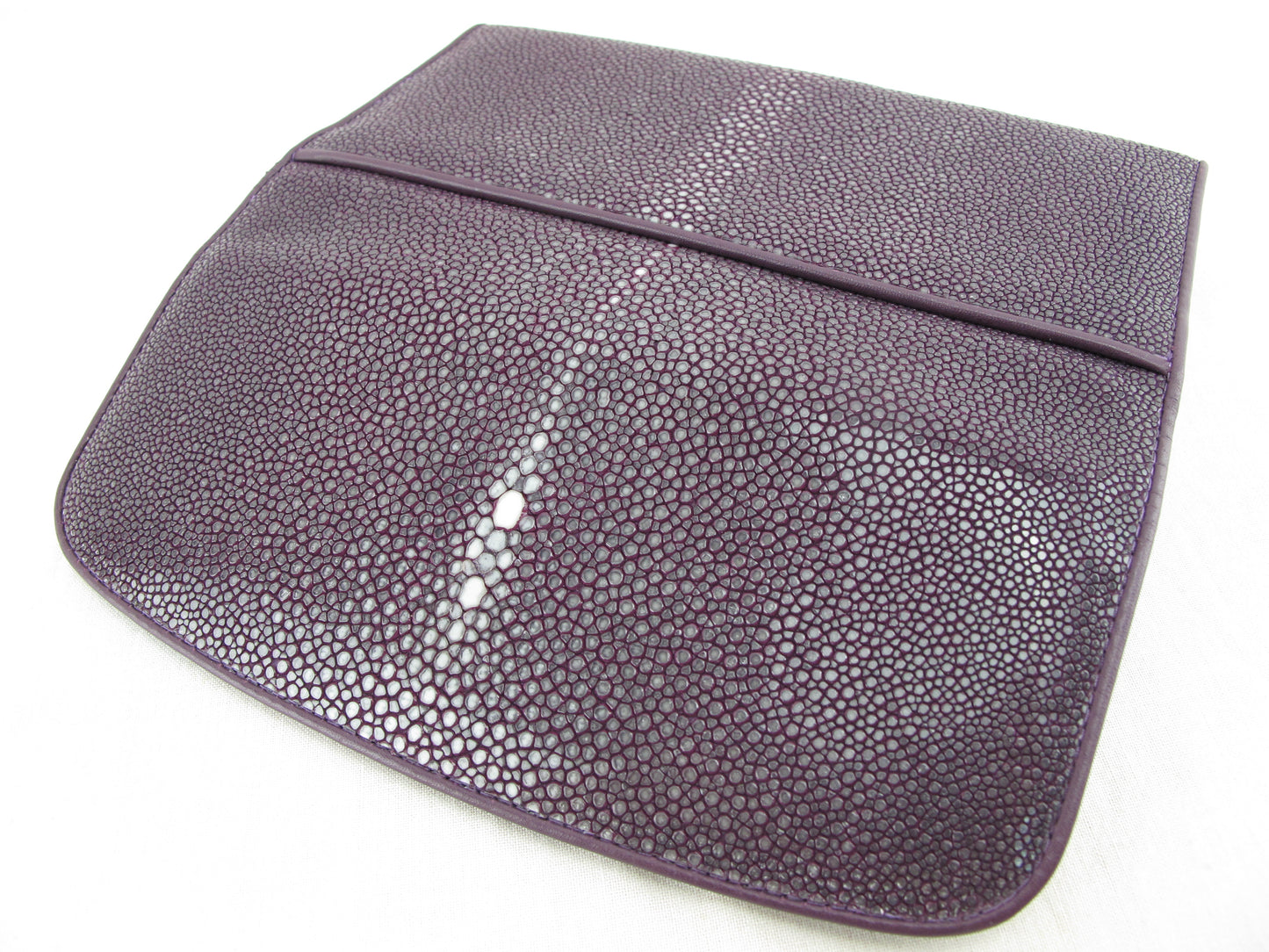 Genuine Polished Stingray Skin Leather Women's Trifold Clutch Wallet Purse