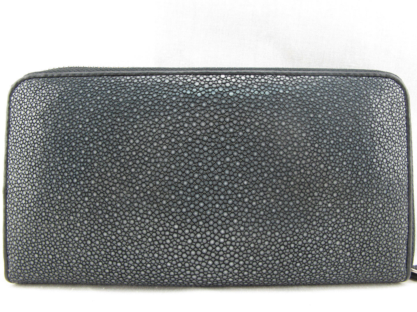 Genuine Polished Stingray Skin Leather Zip Around Clutch Wallet Purse