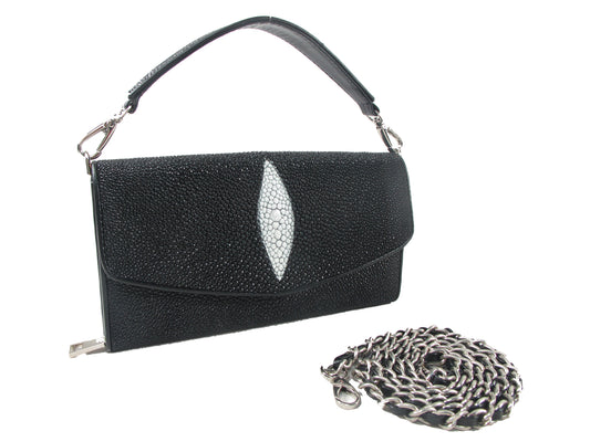 PELGIO Genuine Stingray Skin Leather Women's Clutch & Shoulder Bag