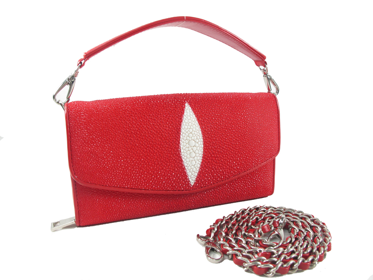 PELGIO Genuine Stingray Skin Leather Women's Clutch & Shoulder Bag