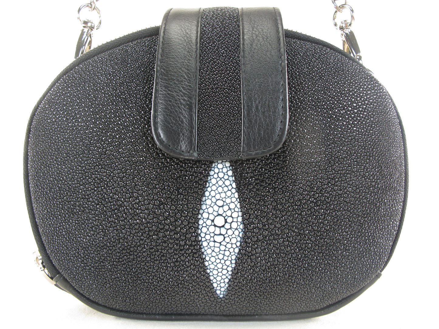 PELGIO Genuine Stingray Skin Leather Women's Double Zip Shoulder Bag Purse