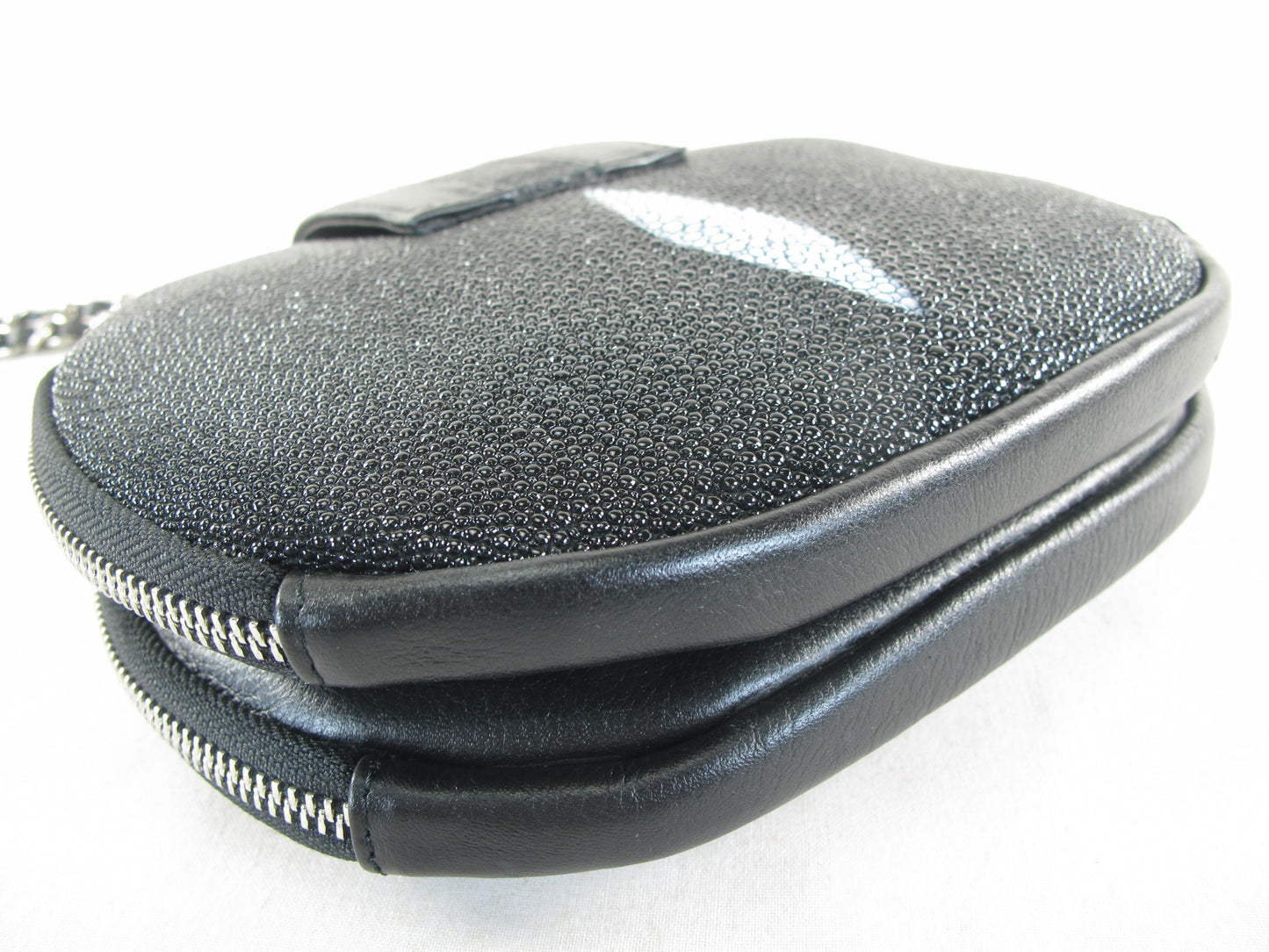 PELGIO Genuine Stingray Skin Leather Women's Double Zip Shoulder Bag Purse