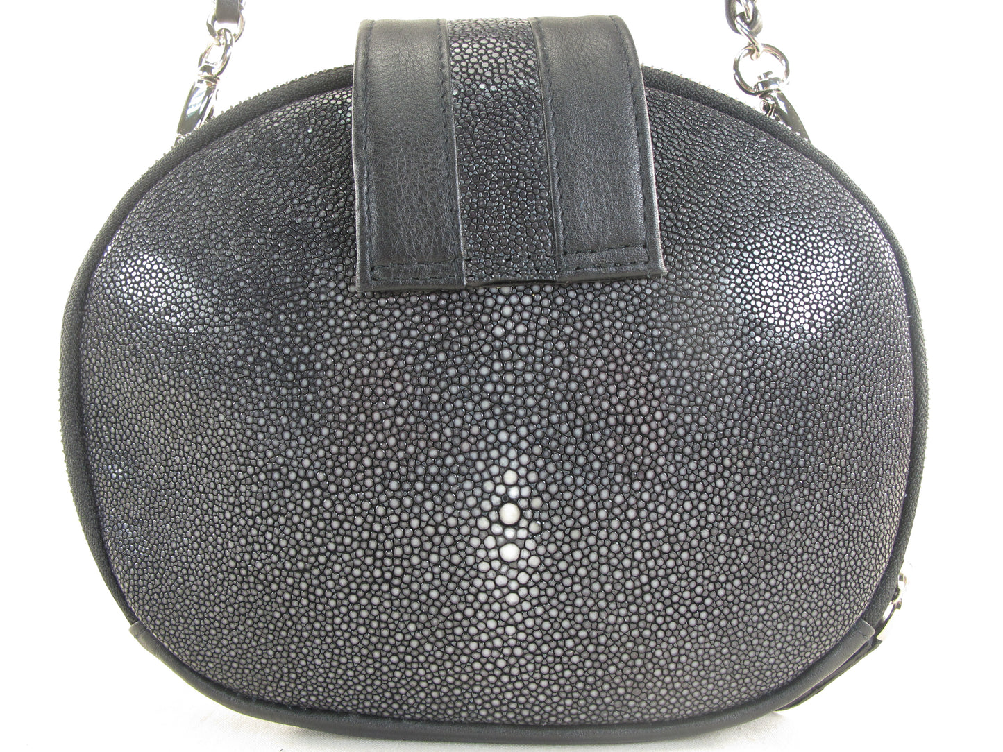 PELGIO Genuine Polished Stingray Skin Leather Women's Double Zip Shoulder Bag Purse