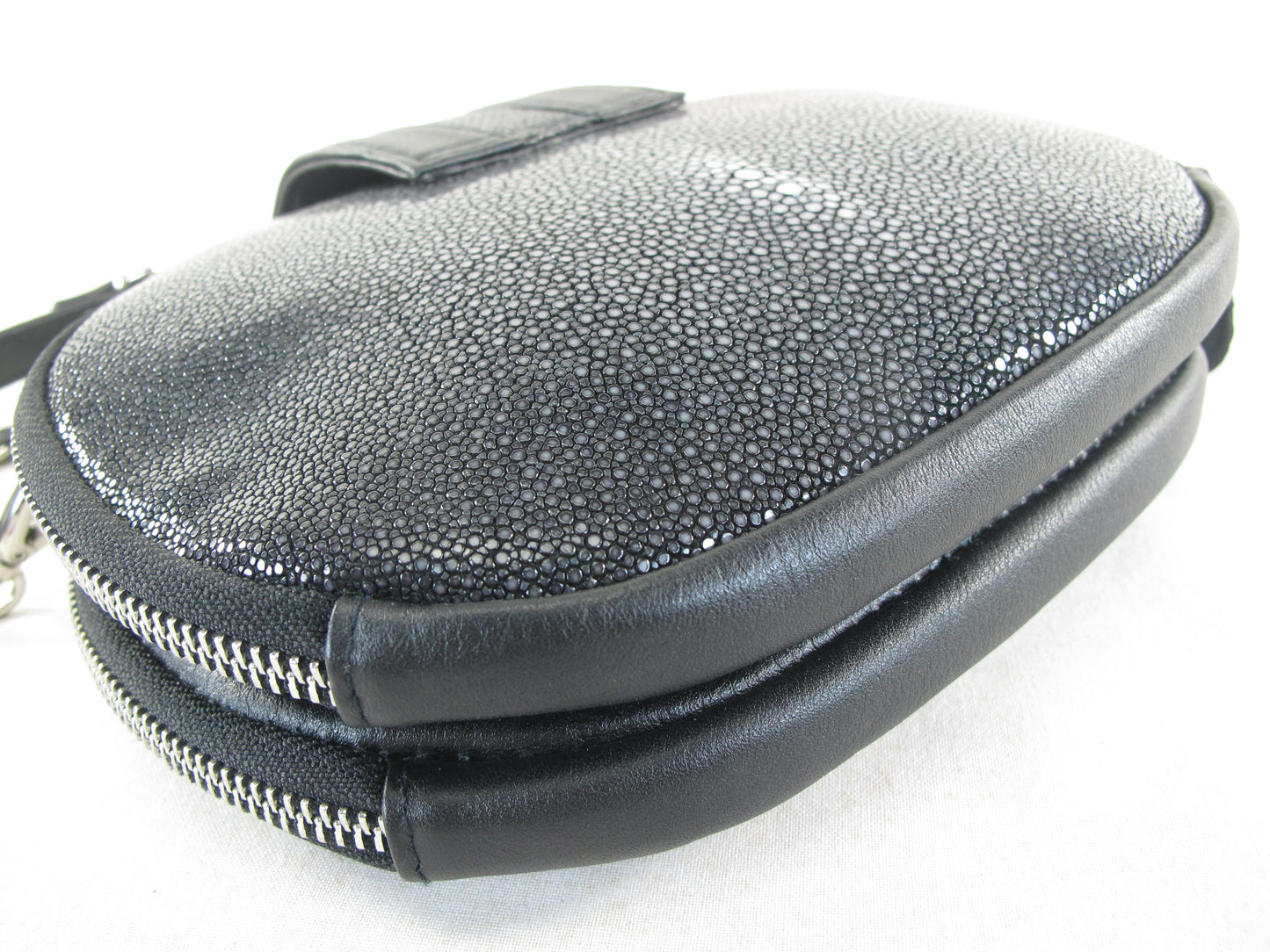 PELGIO Genuine Polished Stingray Skin Leather Women's Double Zip Shoulder Bag Purse