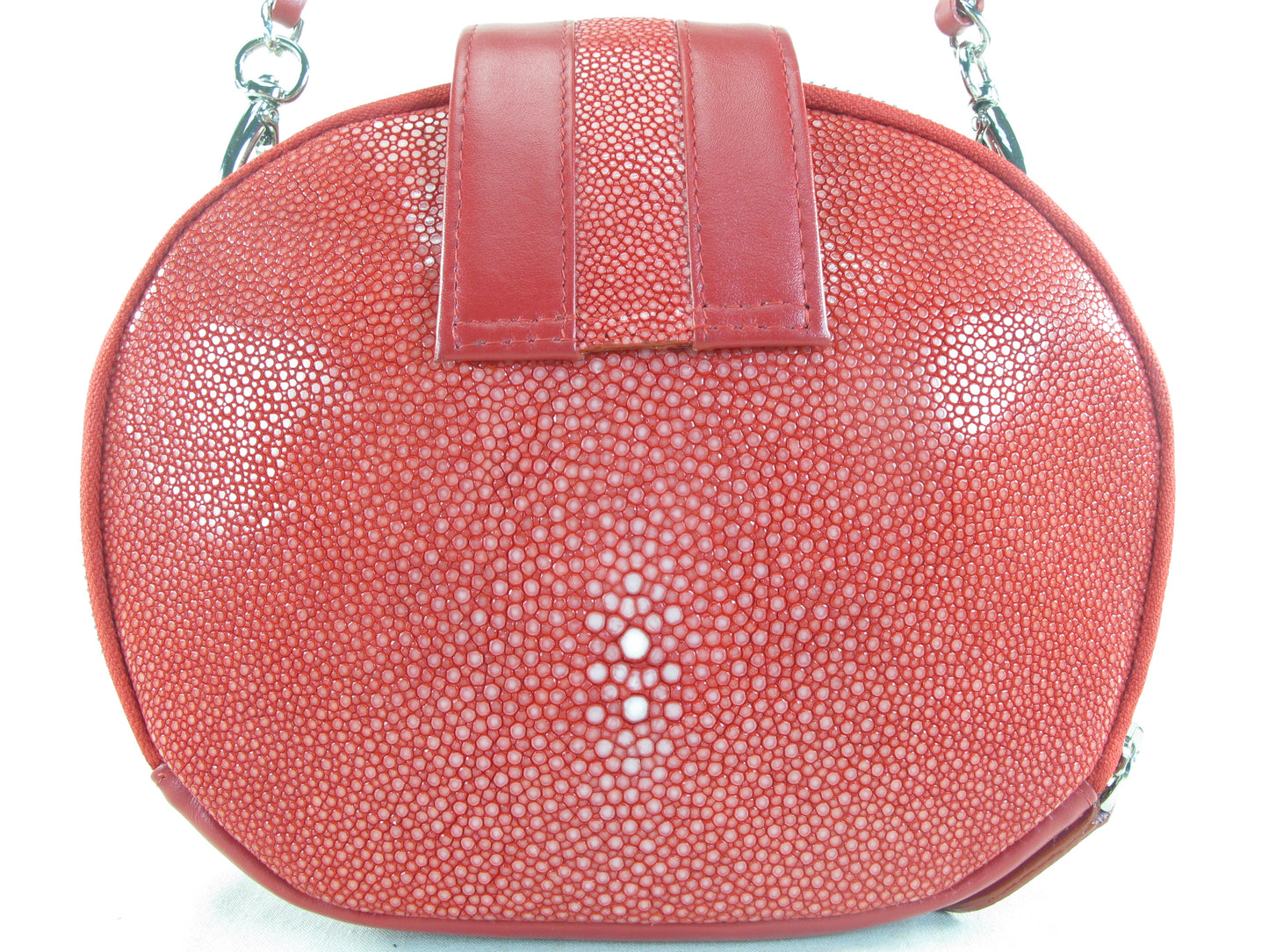 PELGIO Genuine Polished Stingray Skin Leather Women's Double Zip Shoulder Bag Purse