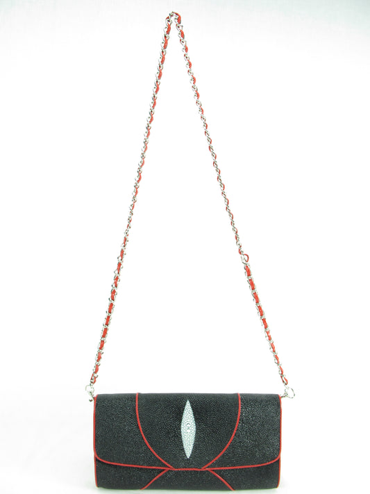 PELGIO Genuine Stingray Skin Leather Women's Clutch & Shoulderbag Purse