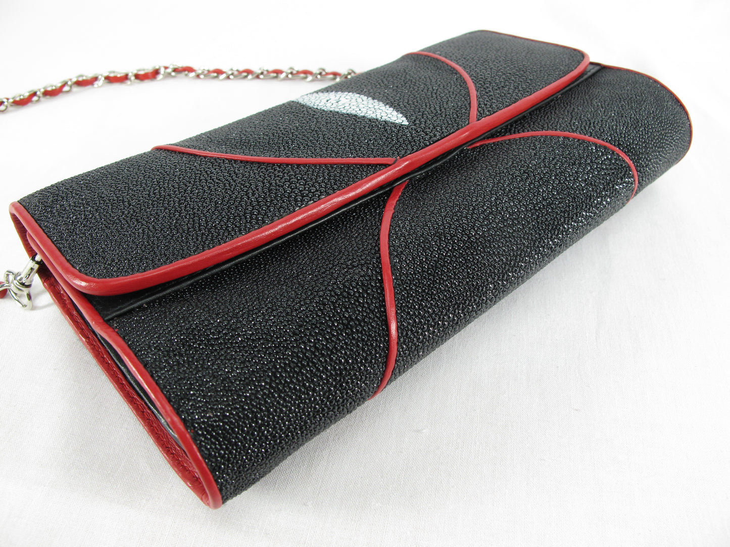 PELGIO Genuine Stingray Skin Leather Women's Clutch & Shoulderbag Purse