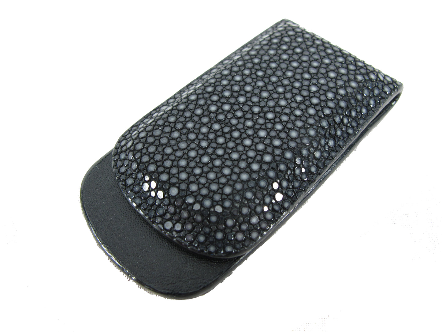 Genuine Polished Stingray Skin Leather Magnetic Money Clip Banknote Wallet