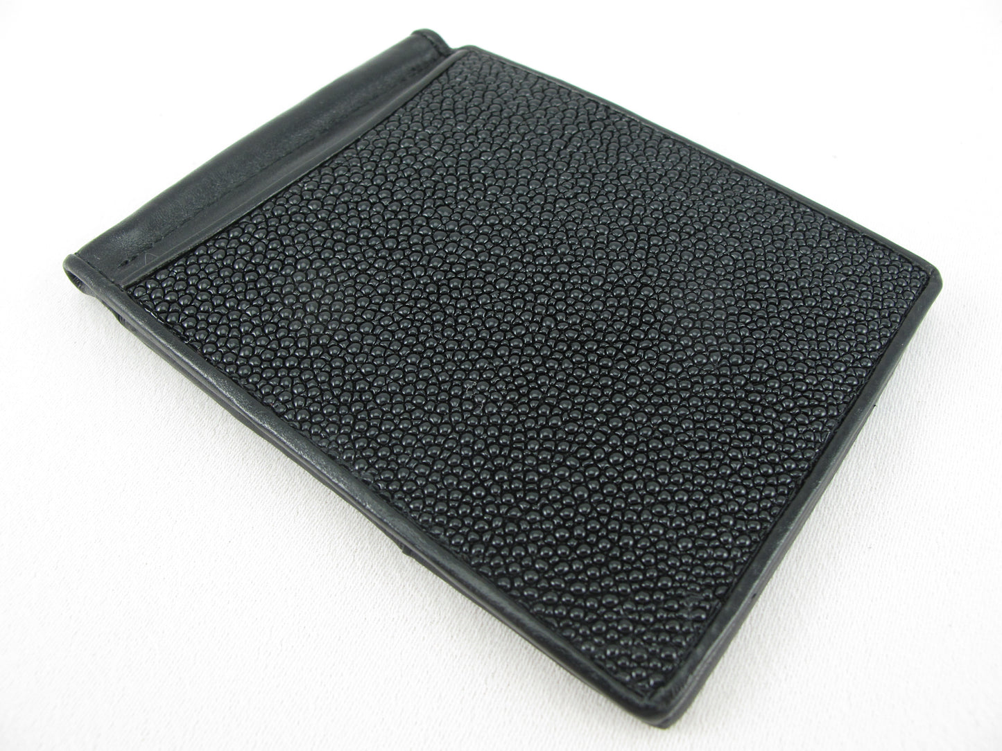 Genuine Stingray Skin Leather Money Clip Slim Bifold Men's Wallet