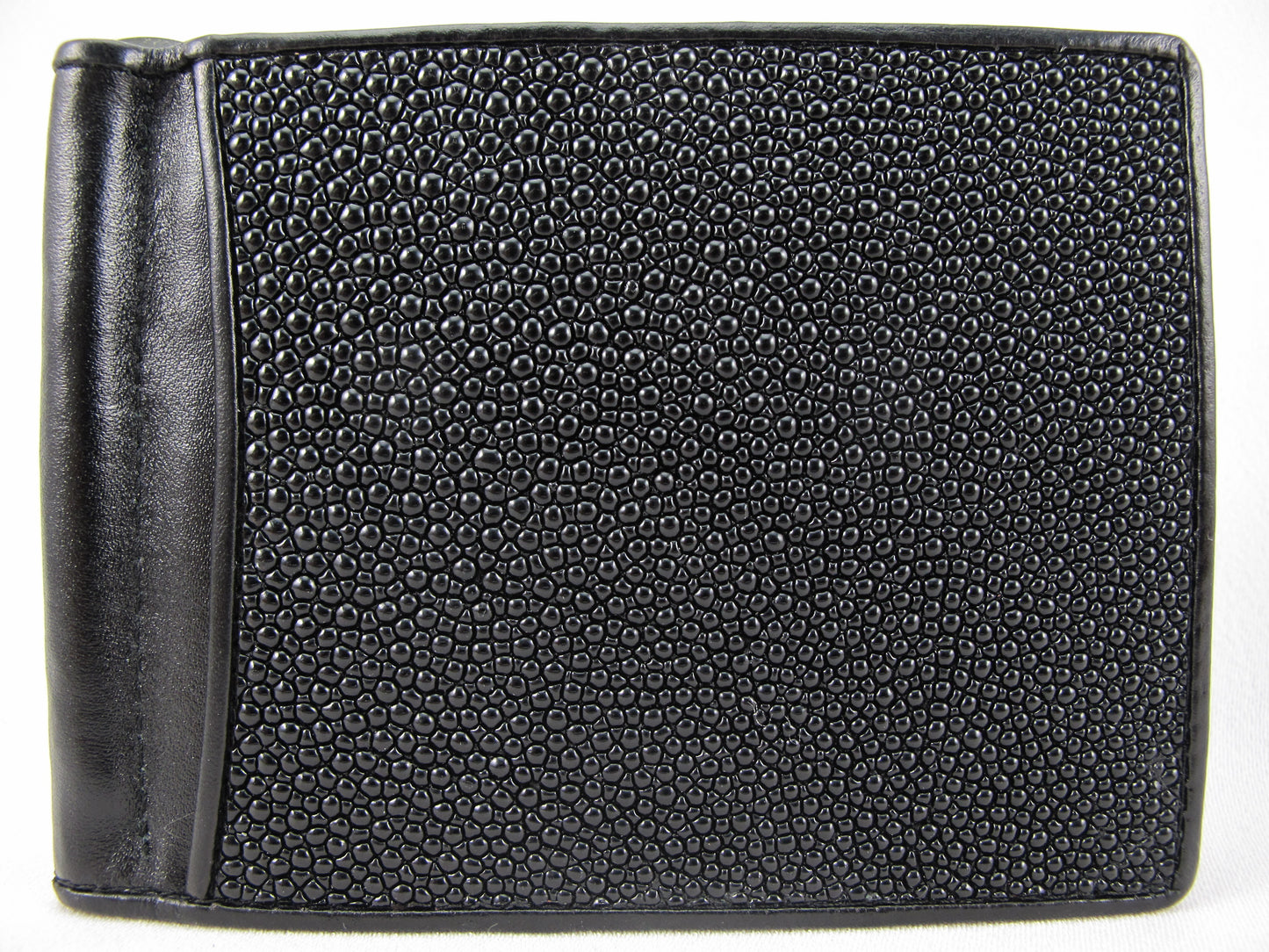 Genuine Stingray Skin Leather Money Clip Slim Bifold Men's Wallet