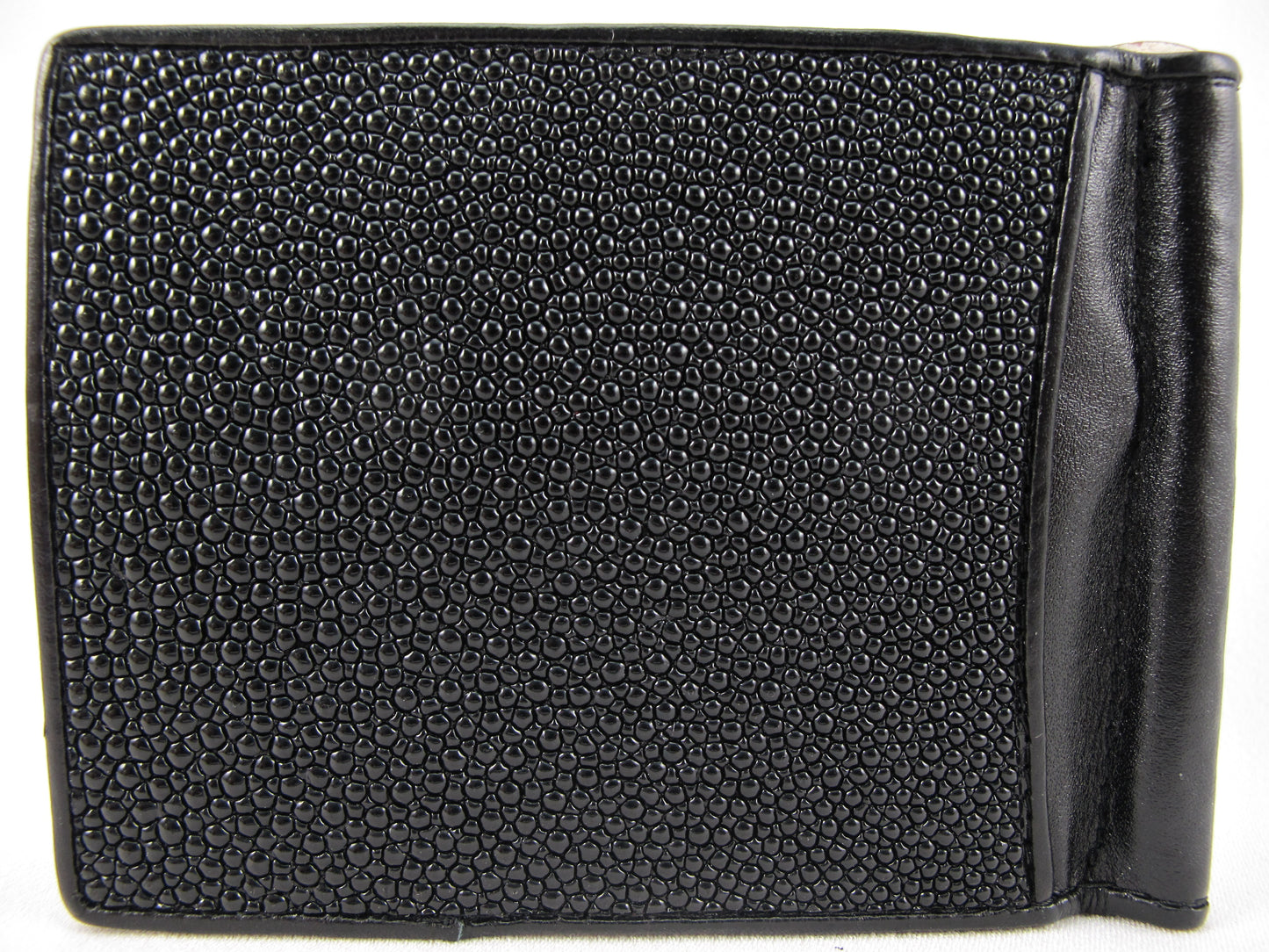 Genuine Stingray Skin Leather Money Clip Slim Bifold Men's Wallet