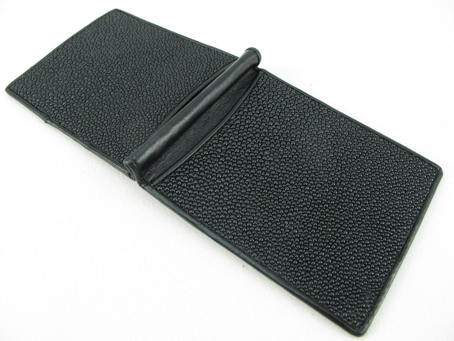 Genuine Stingray Skin Leather Money Clip Slim Bifold Men's Wallet