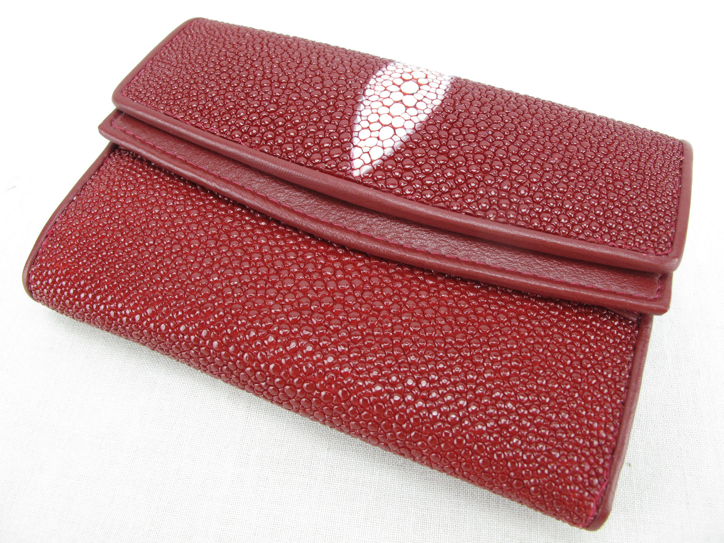 Genuine Stingray Skin Leather Medium Trifold Clutch Wallet Coins Purse