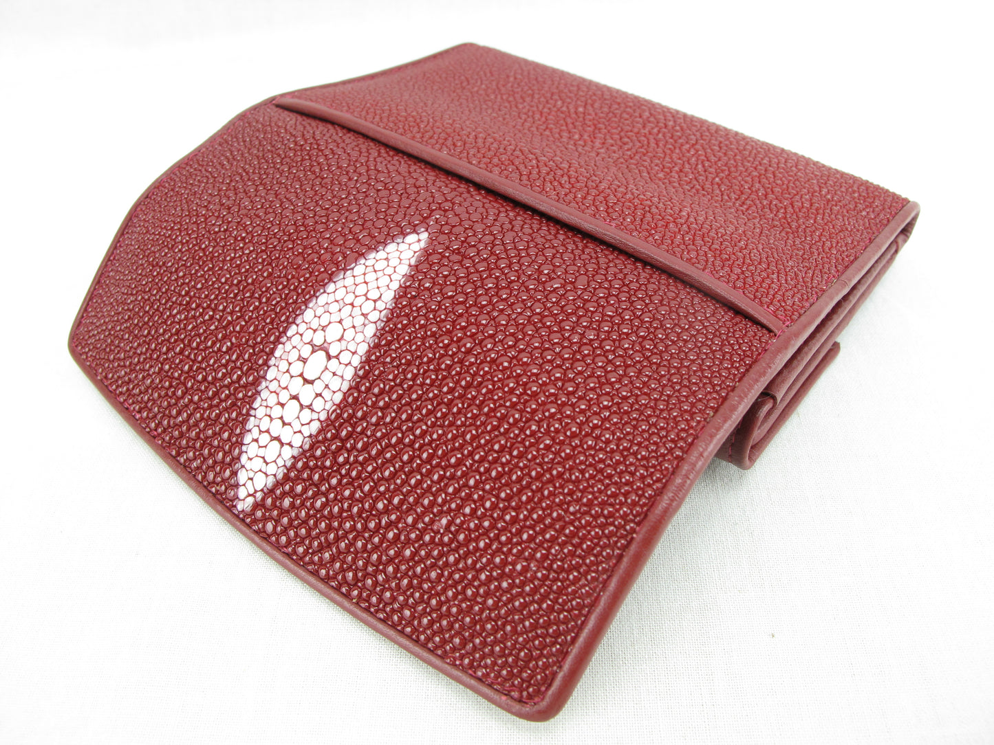 Genuine Stingray Skin Leather Medium Trifold Clutch Wallet Coins Purse