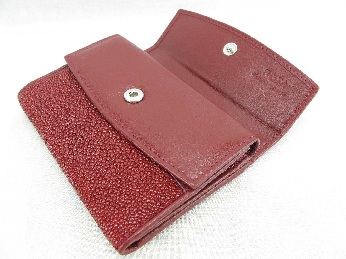 Genuine Stingray Skin Leather Medium Trifold Clutch Wallet Coins Purse