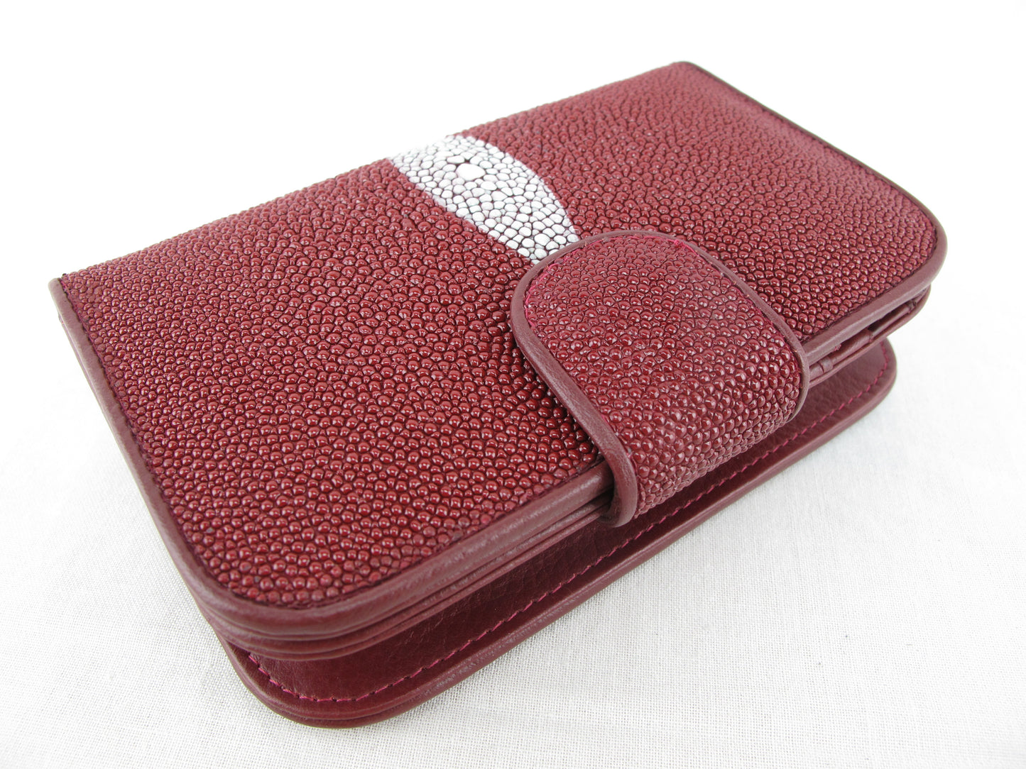 Genuine Stingray Skin Leather Medium Clutch Wallet Zip Coins Purse