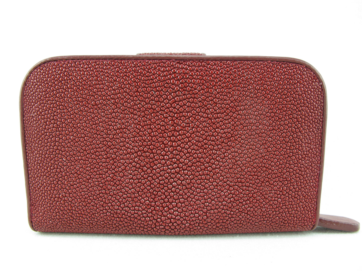 Genuine Stingray Skin Leather Medium Clutch Wallet Zip Coins Purse