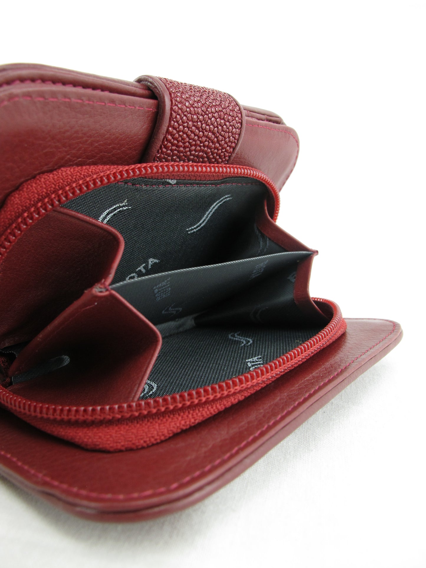 Genuine Stingray Skin Leather Medium Clutch Wallet Zip Coins Purse