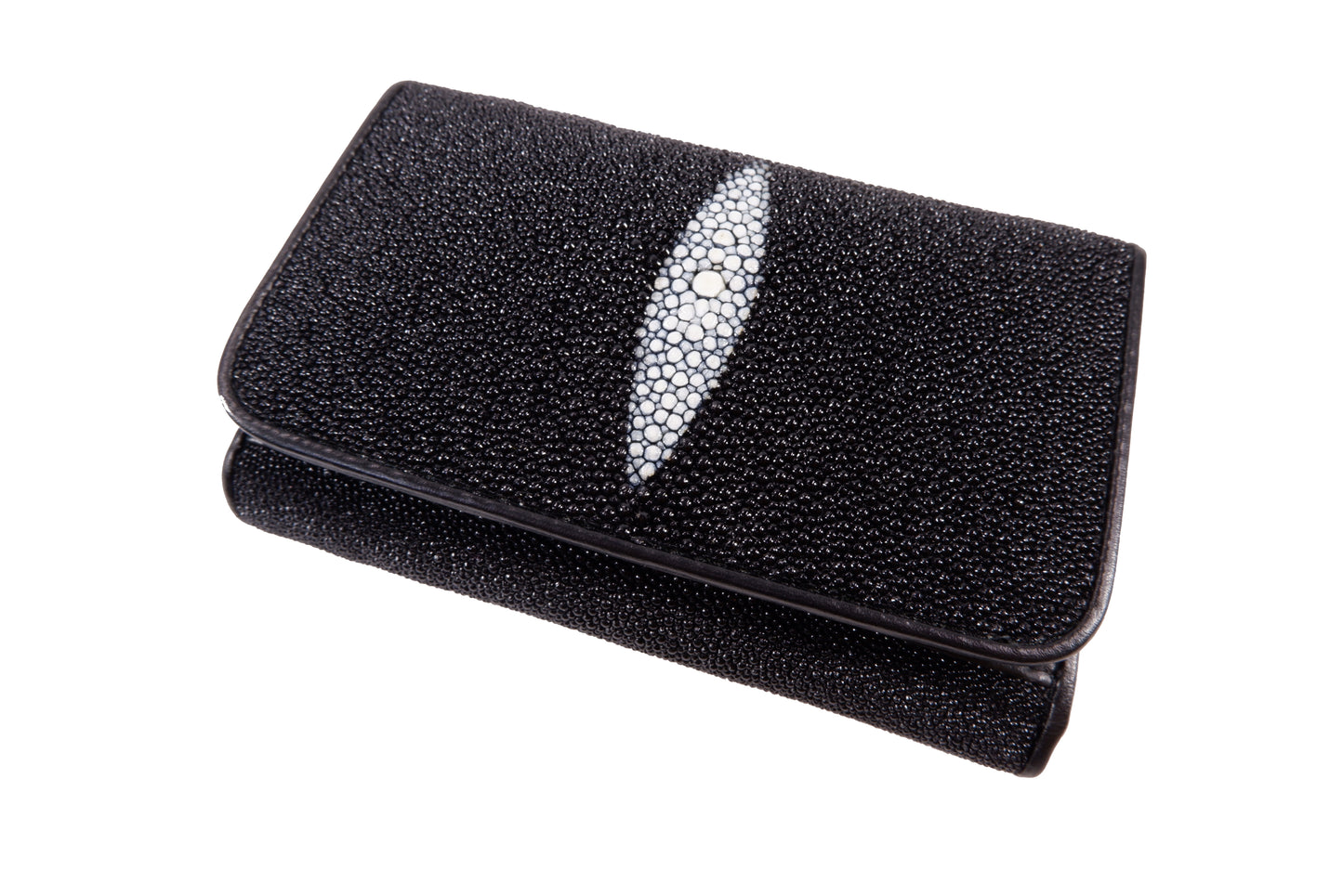 Genuine Stingray Skin Leather Medium Trifold Clutch Wallet Purse