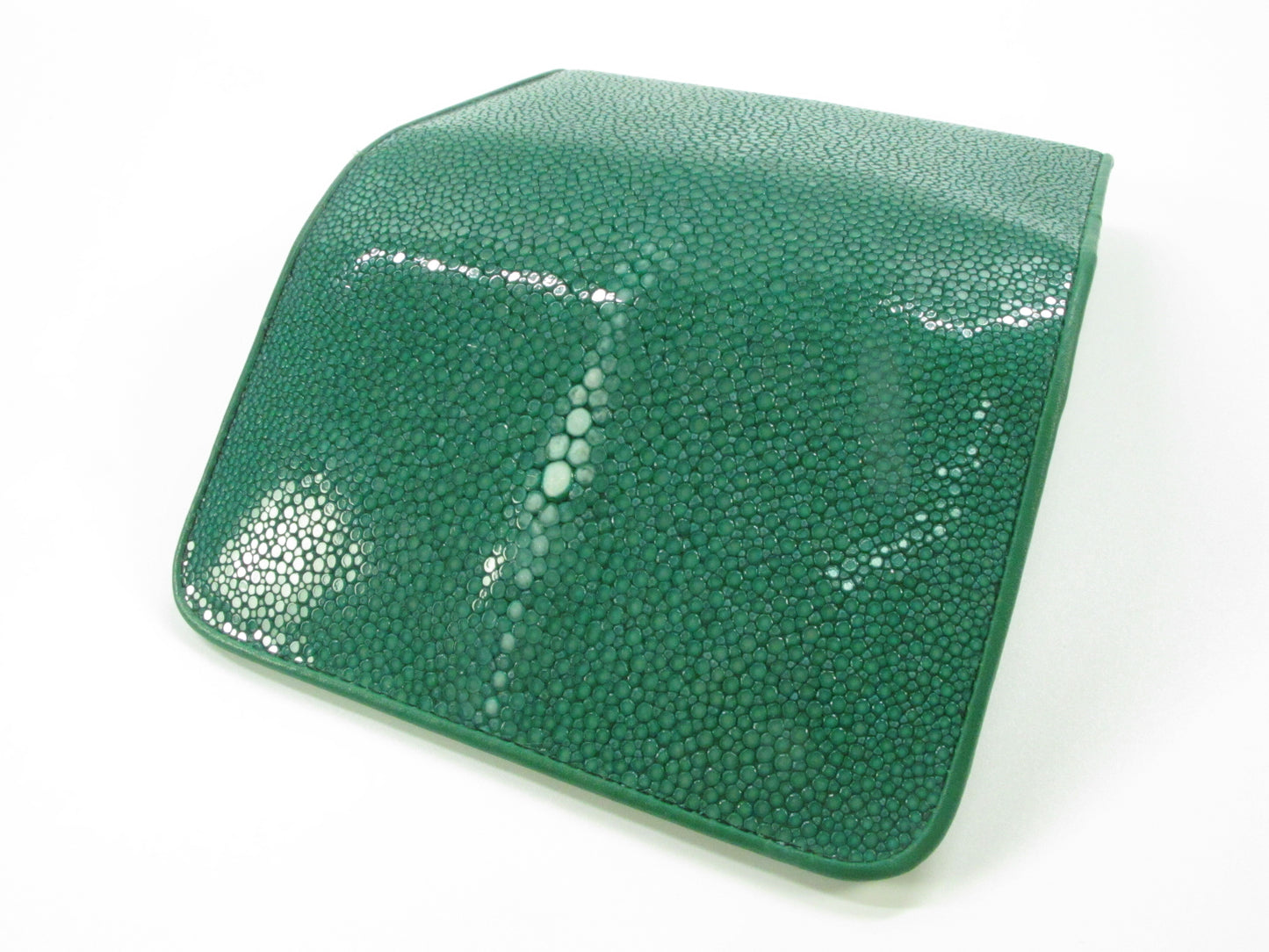 Genuine Polished Stingray Skin Leather Medium Trifold Clutch Wallet Purse