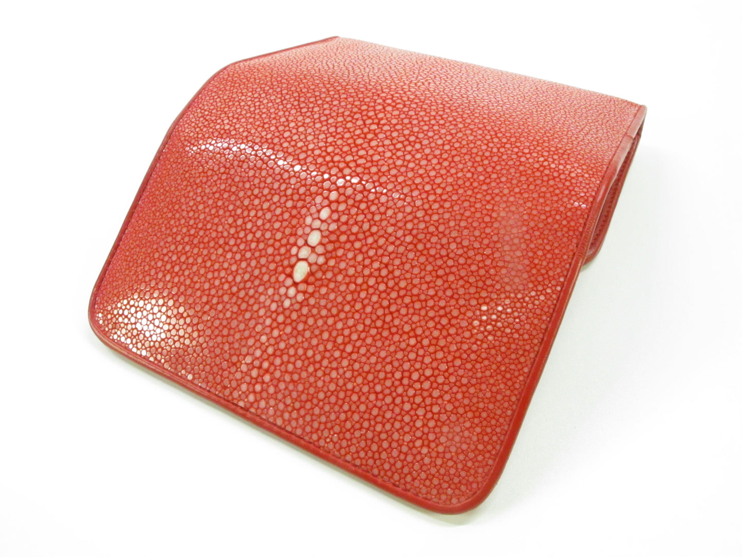 Genuine Polished Stingray Skin Leather Medium Trifold Clutch Wallet Purse