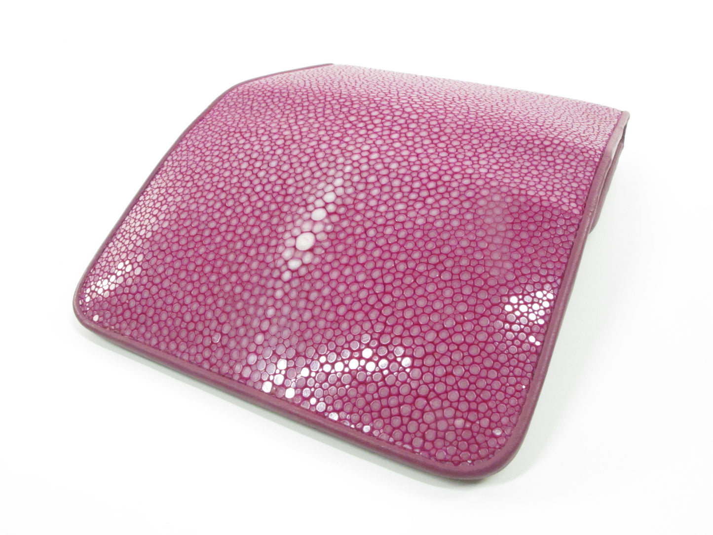 Genuine Polished Stingray Skin Leather Medium Trifold Clutch Wallet Purse