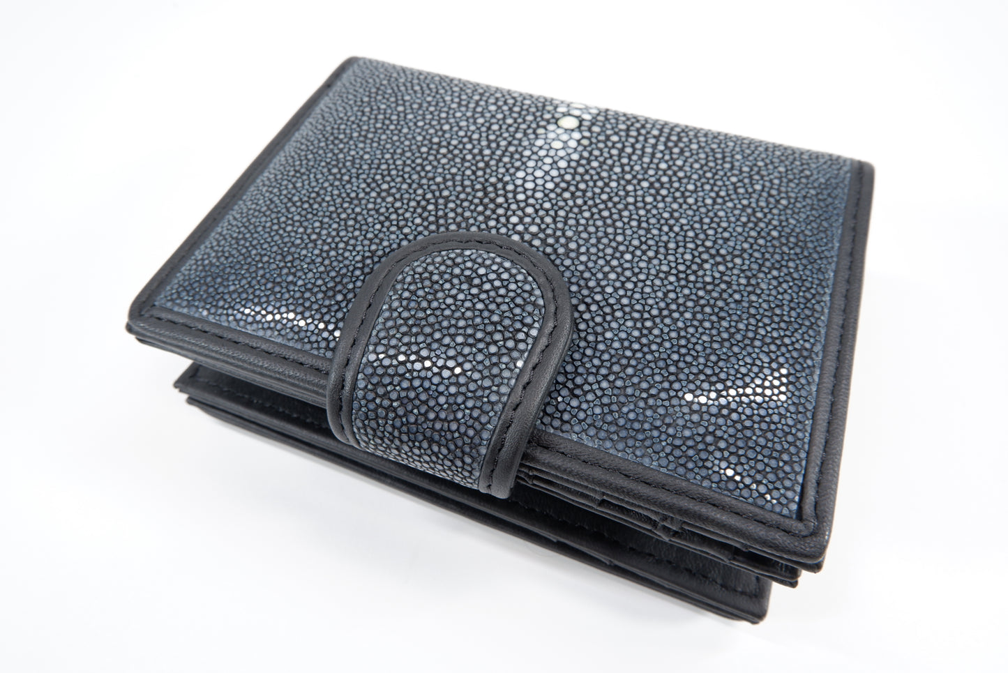 Genuine Polished Stingray Skin Leather Medium Clutch Wallet Zip Coins Purse