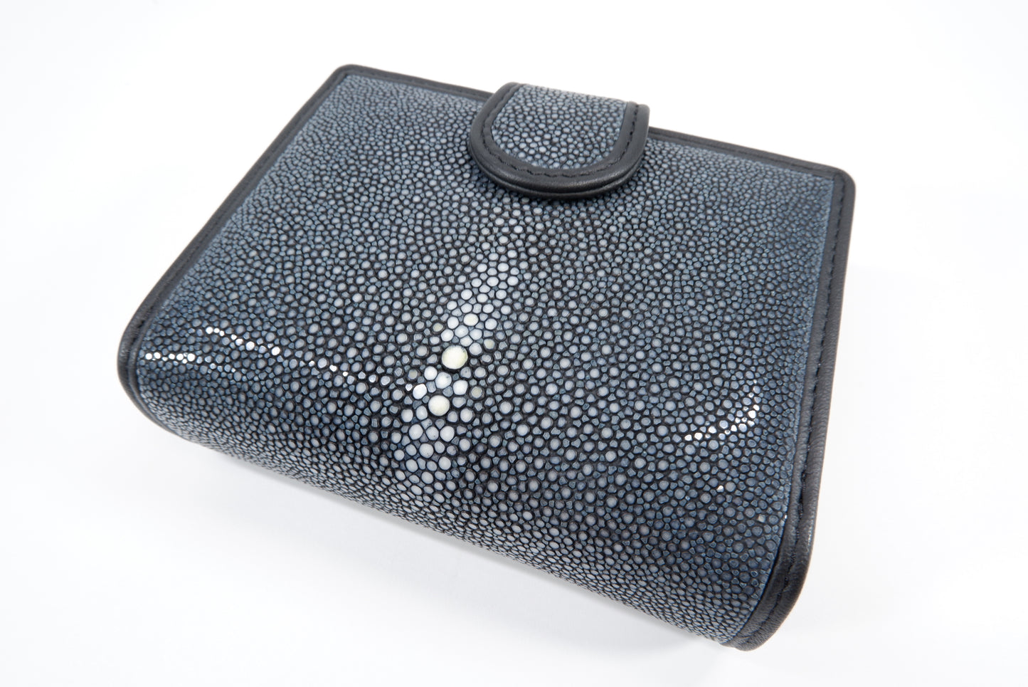 Genuine Polished Stingray Skin Leather Medium Clutch Wallet Zip Coins Purse