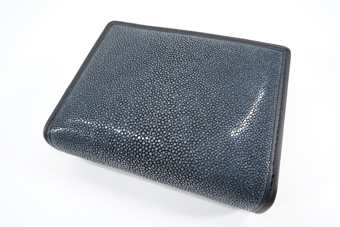 Genuine Polished Stingray Skin Leather Medium Clutch Wallet Zip Coins Purse