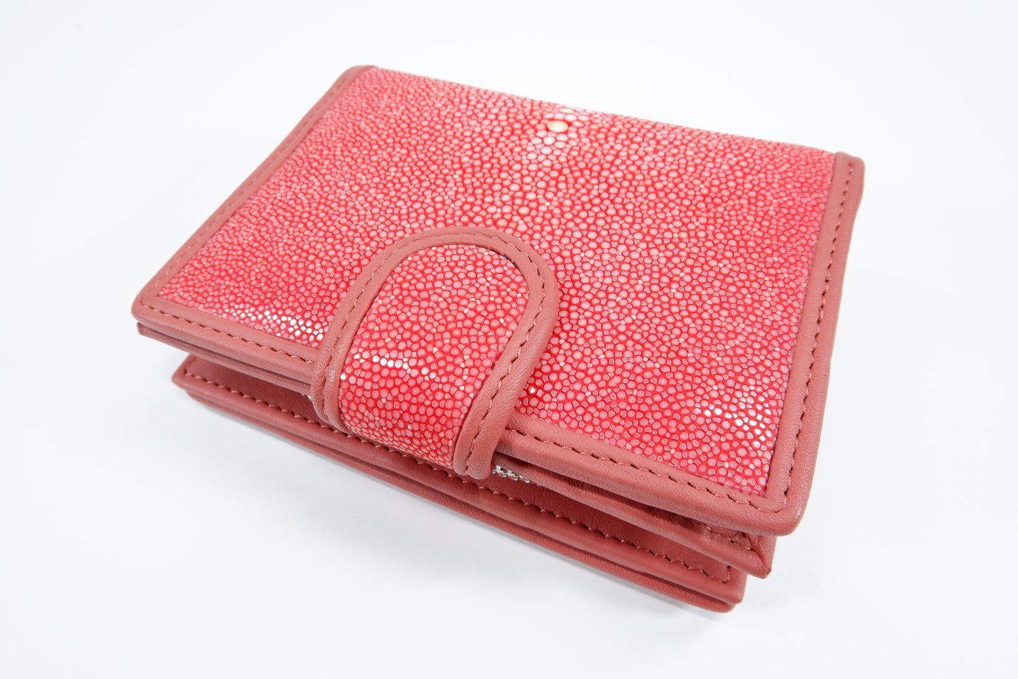 Genuine Polished Stingray Skin Leather Medium Clutch Wallet Zip Coins Purse