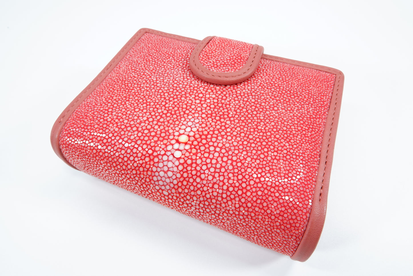 Genuine Polished Stingray Skin Leather Medium Clutch Wallet Zip Coins Purse