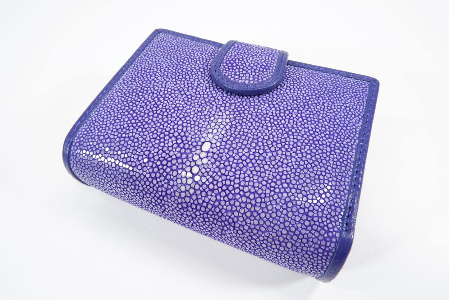 Genuine Polished Stingray Skin Leather Medium Clutch Wallet Zip Coins Purse