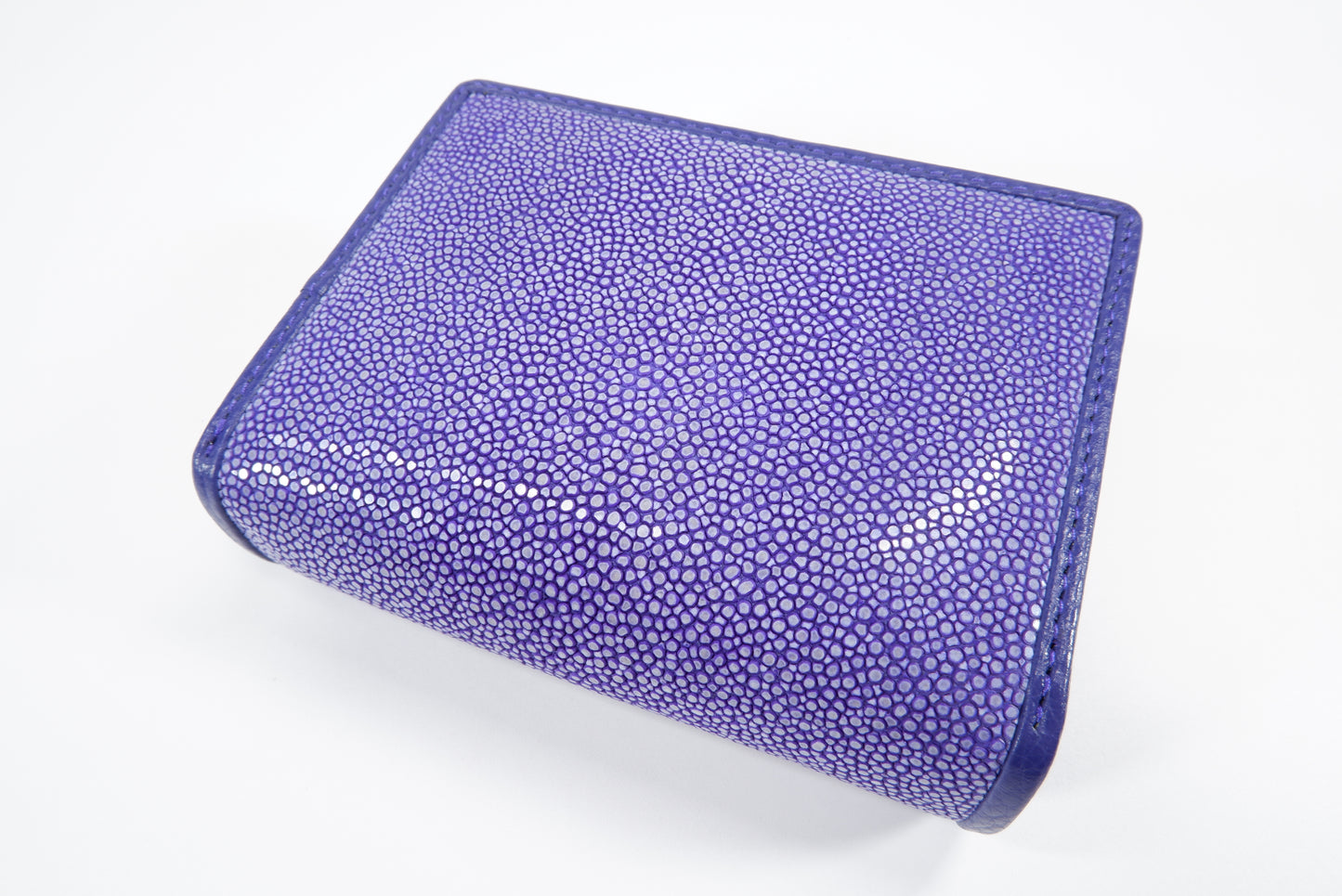 Genuine Polished Stingray Skin Leather Medium Clutch Wallet Zip Coins Purse