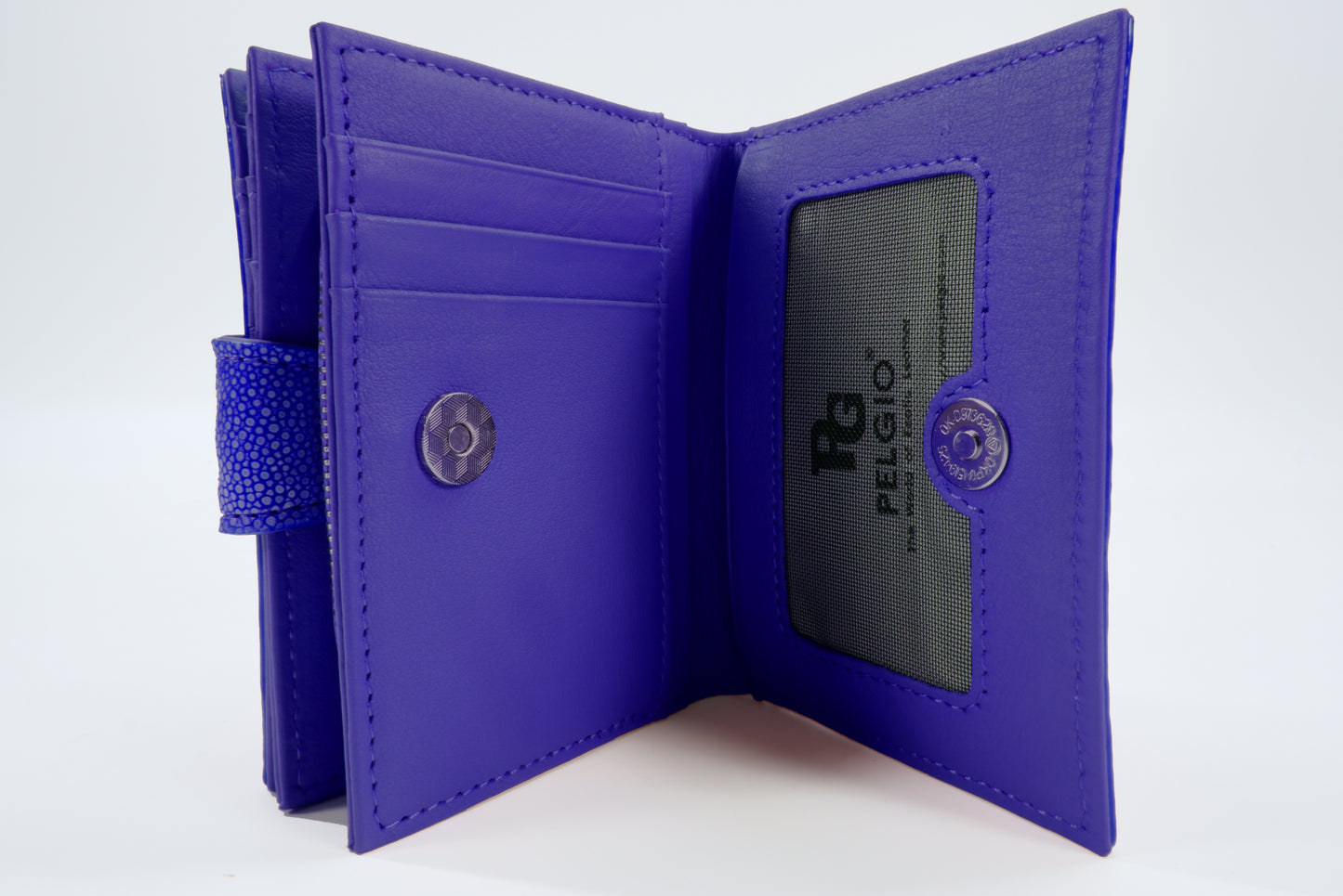 Genuine Polished Stingray Skin Leather Medium Clutch Wallet Zip Coins Purse