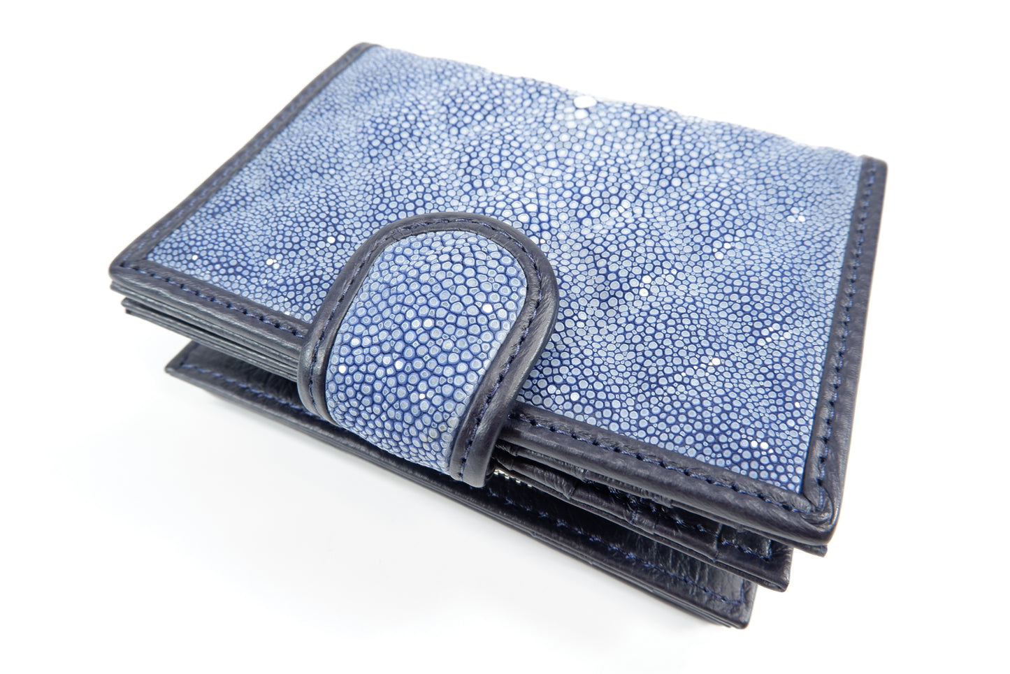 Genuine Stingray Skin Leather Diamond Embossed Medium Clutch Wallet Zip Coins Purse