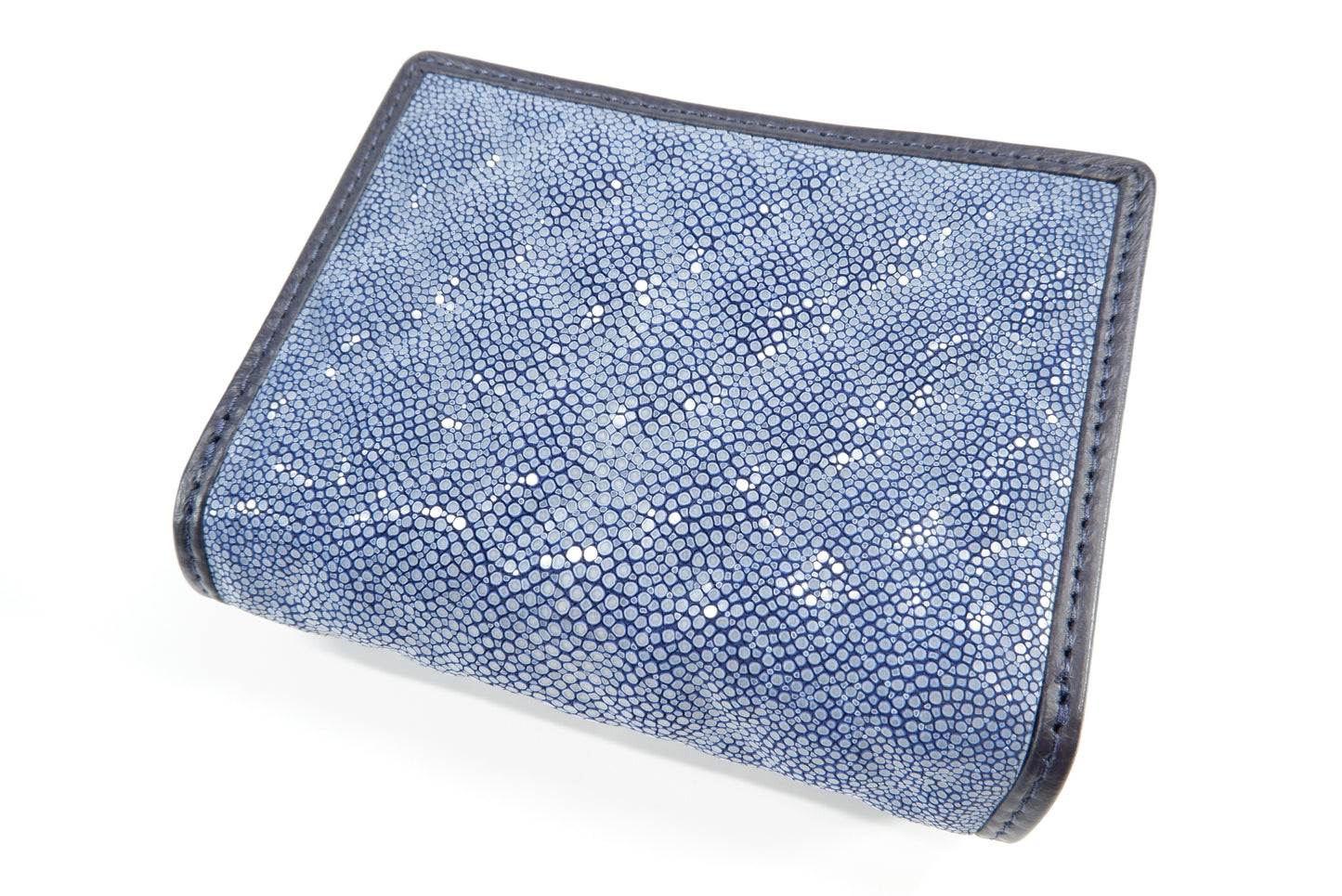 Genuine Stingray Skin Leather Diamond Embossed Medium Clutch Wallet Zip Coins Purse