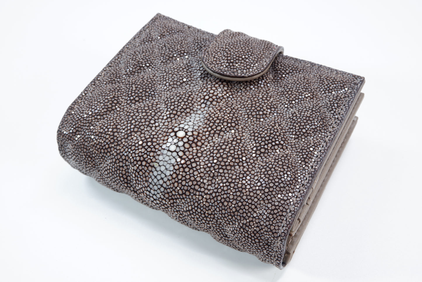 Genuine Stingray Skin Leather Diamond Embossed Medium Clutch Wallet Zip Coins Purse