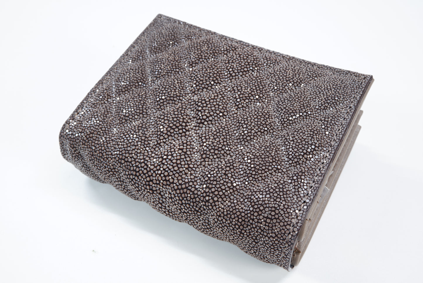 Genuine Stingray Skin Leather Diamond Embossed Medium Clutch Wallet Zip Coins Purse