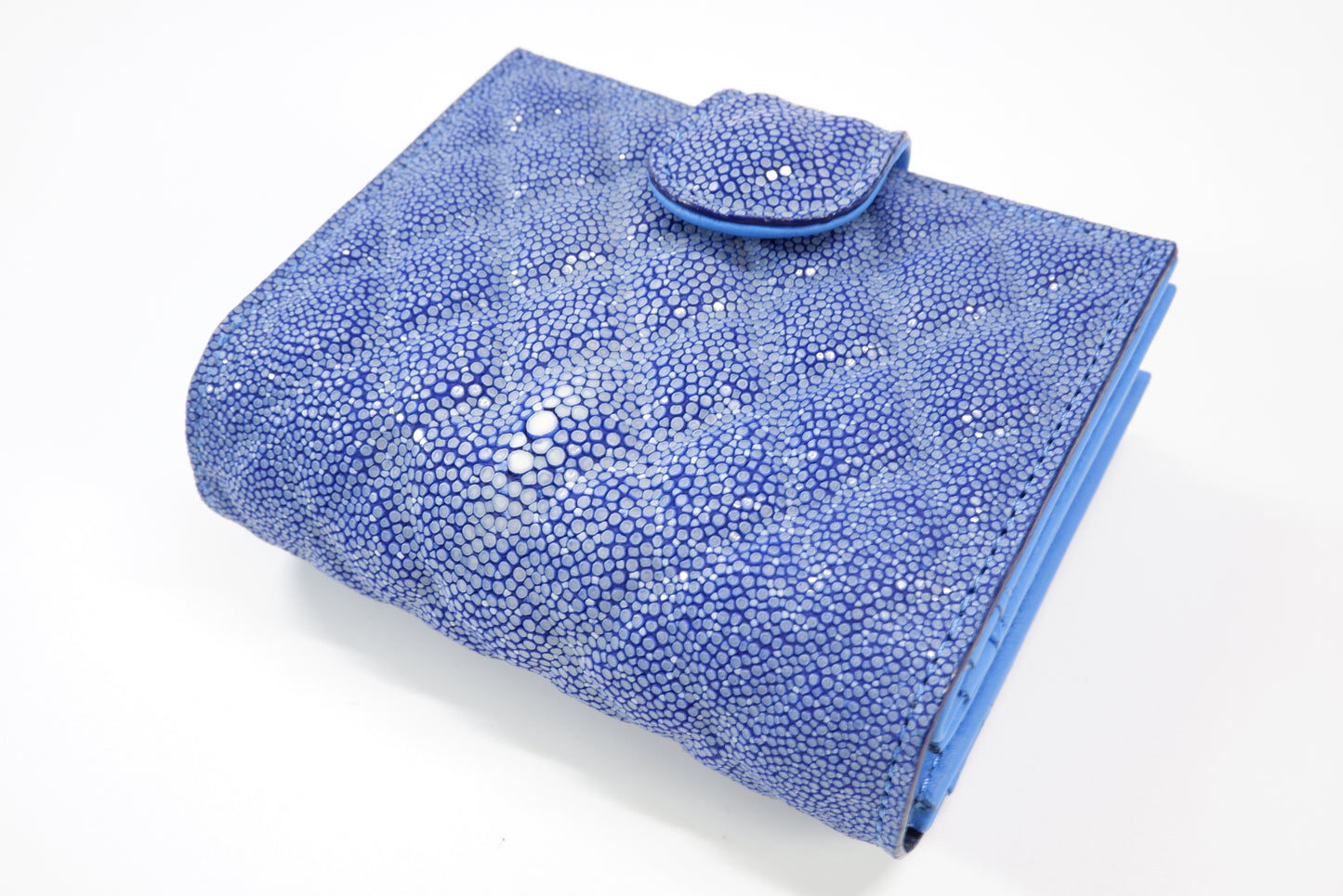 Genuine Stingray Skin Leather Diamond Embossed Medium Clutch Wallet Zip Coins Purse