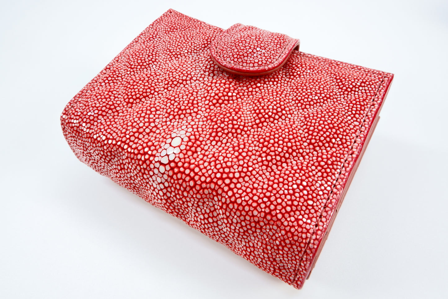 Genuine Stingray Skin Leather Diamond Embossed Medium Clutch Wallet Zip Coins Purse